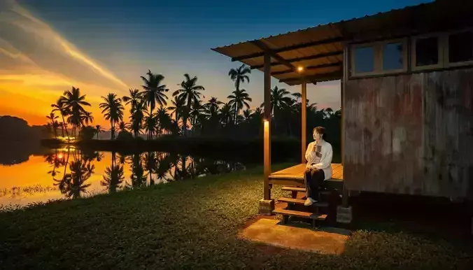 Rust Metal Sheet Cabin on Stilts - Tropical Micro Cabin 3D Model