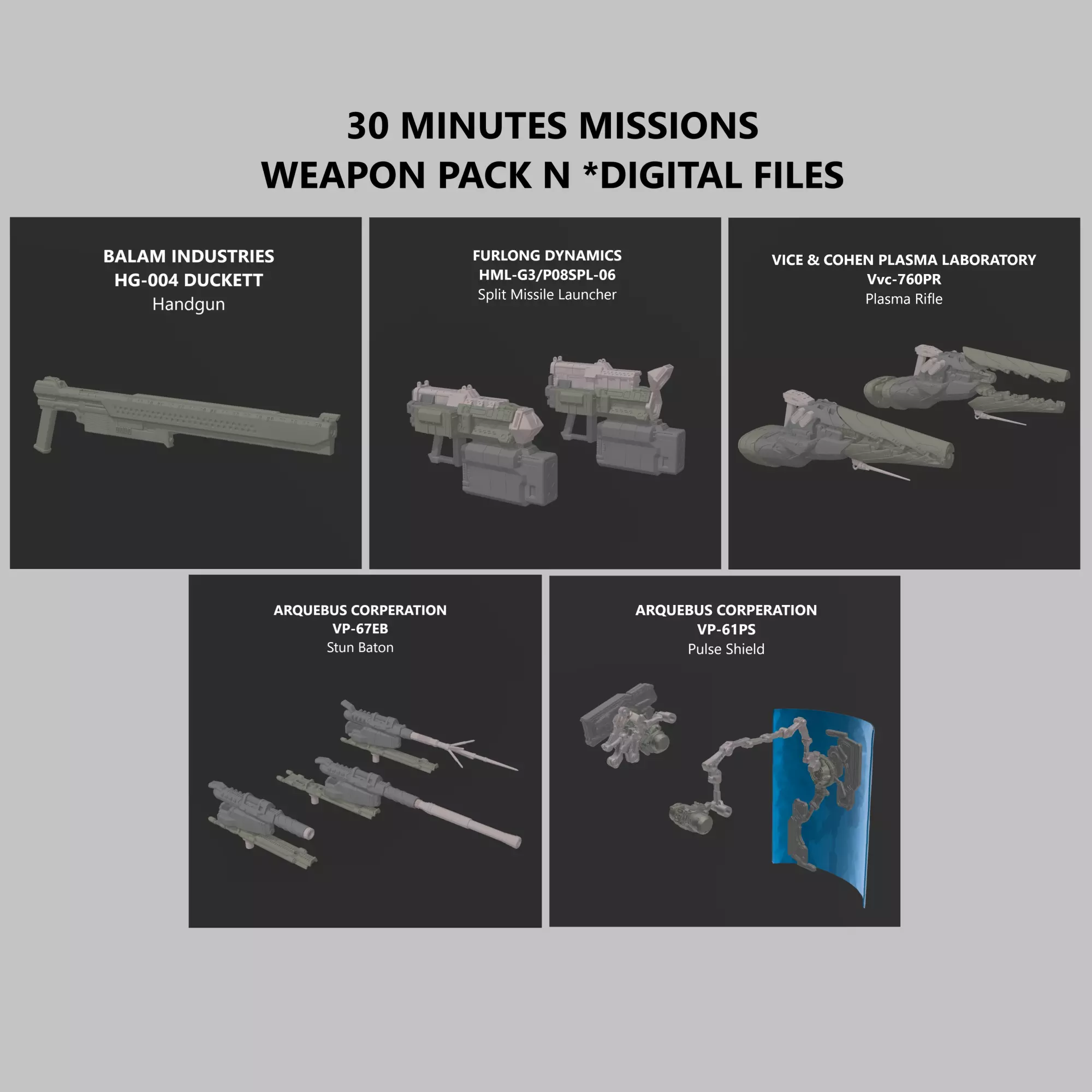 30 Minutes Missions Weapon Pack N Armored Core 6 3D print model