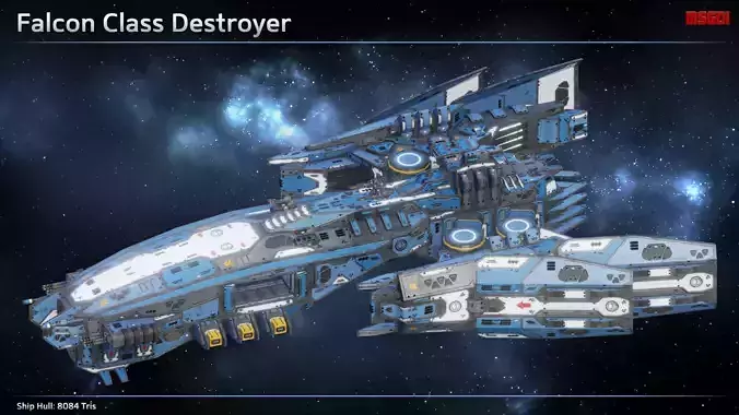Spaceship Destroyer Falcon Low-poly 3D model