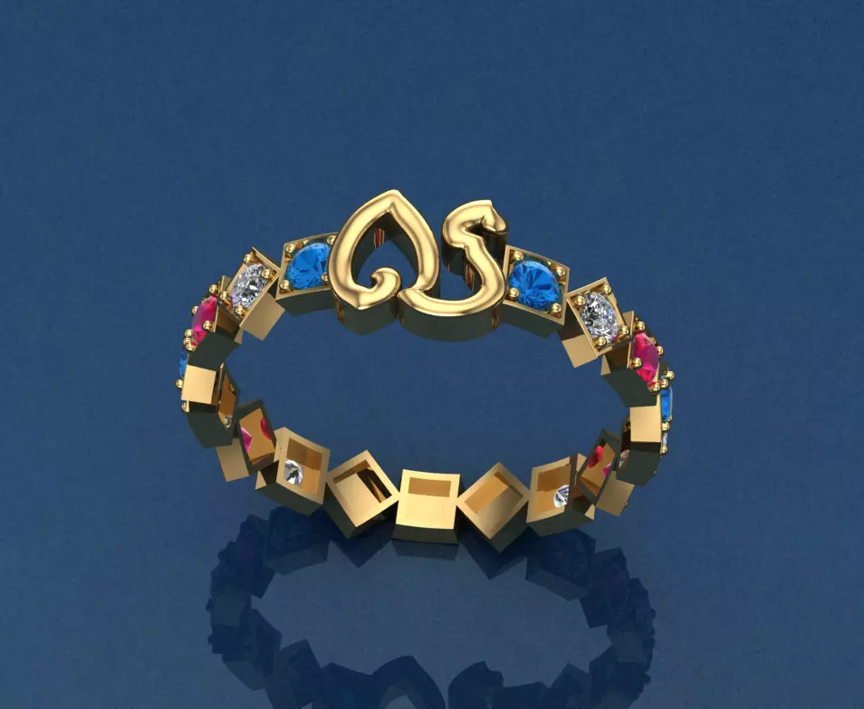Alphabet Khmer Ring 3D print model