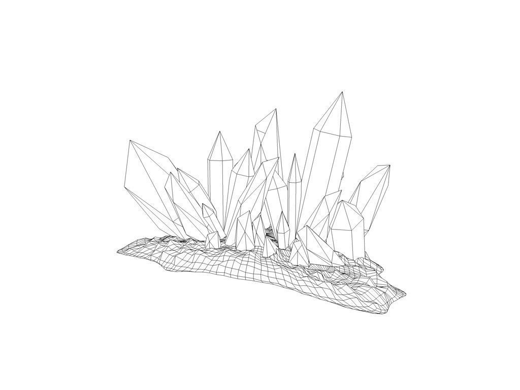 Fantasy crystals Low-poly 3D model_4