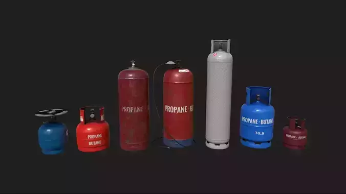 Propane Tanks Set Low-poly 3D model