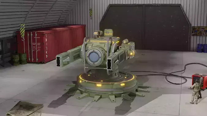 Sci-Fi Rail Gun Turret Low-poly 3D model