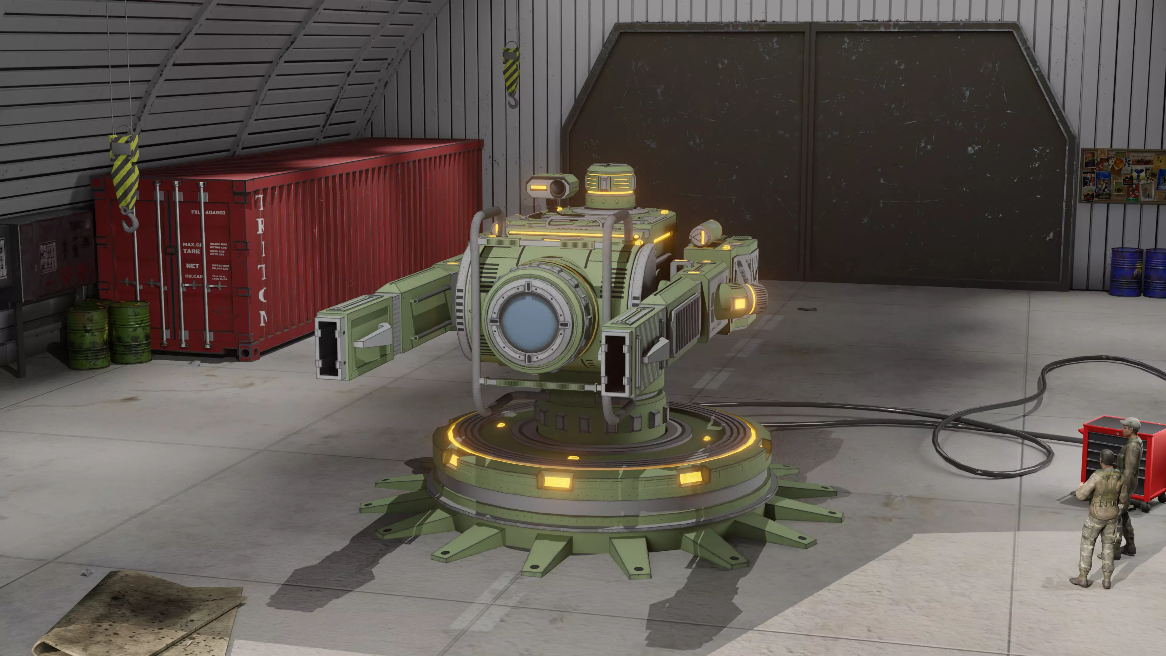 Sci-Fi Rail Gun Turret Low-poly 3D model