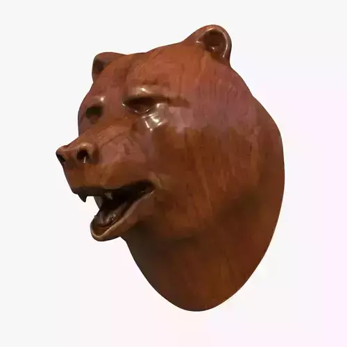 Wooden bear head Low-poly 3D model