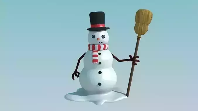 Snowman holding broom