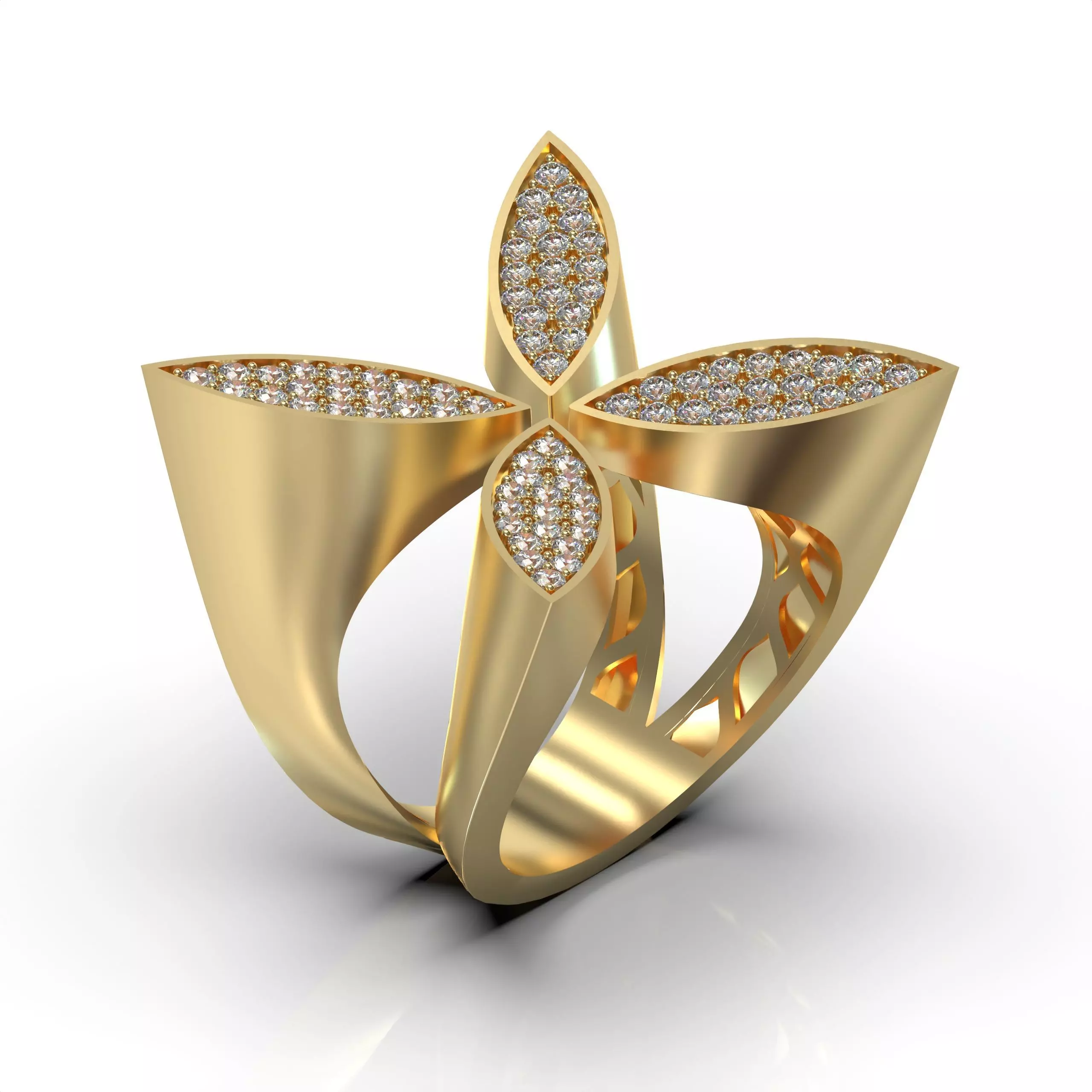 Women Marquise Four Petal Jewelry Ring 3D print model
