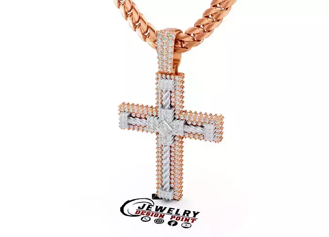 Custom Cross Pendant - Crucifixion Diamond Cross Necklace 3D model 3D ...