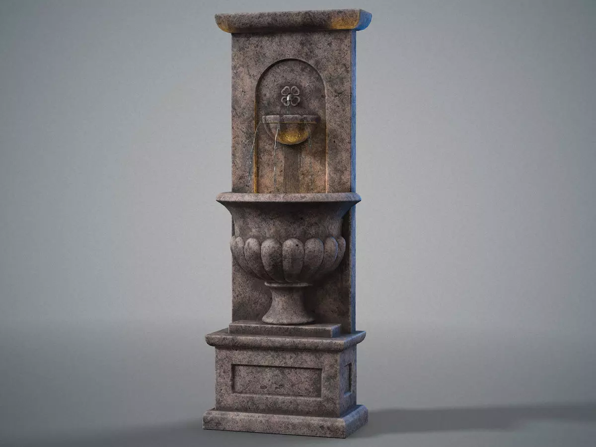 Urn wall fountain Low-poly 3D model_0