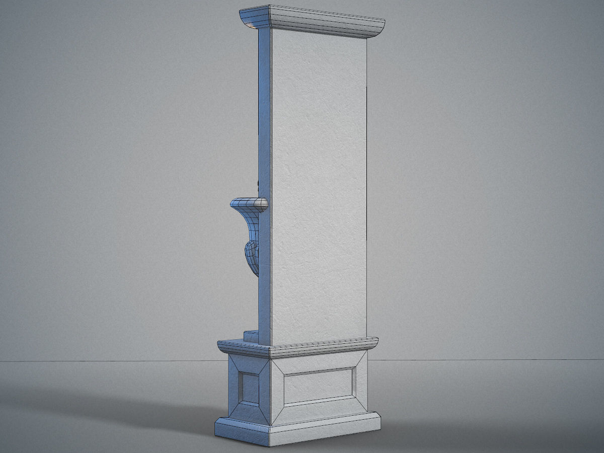 Urn wall fountain Low-poly 3D model_7