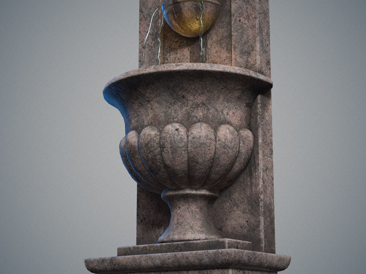 Urn wall fountain Low-poly 3D model_12