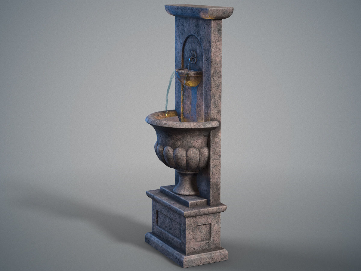 Urn wall fountain Low-poly 3D model_3