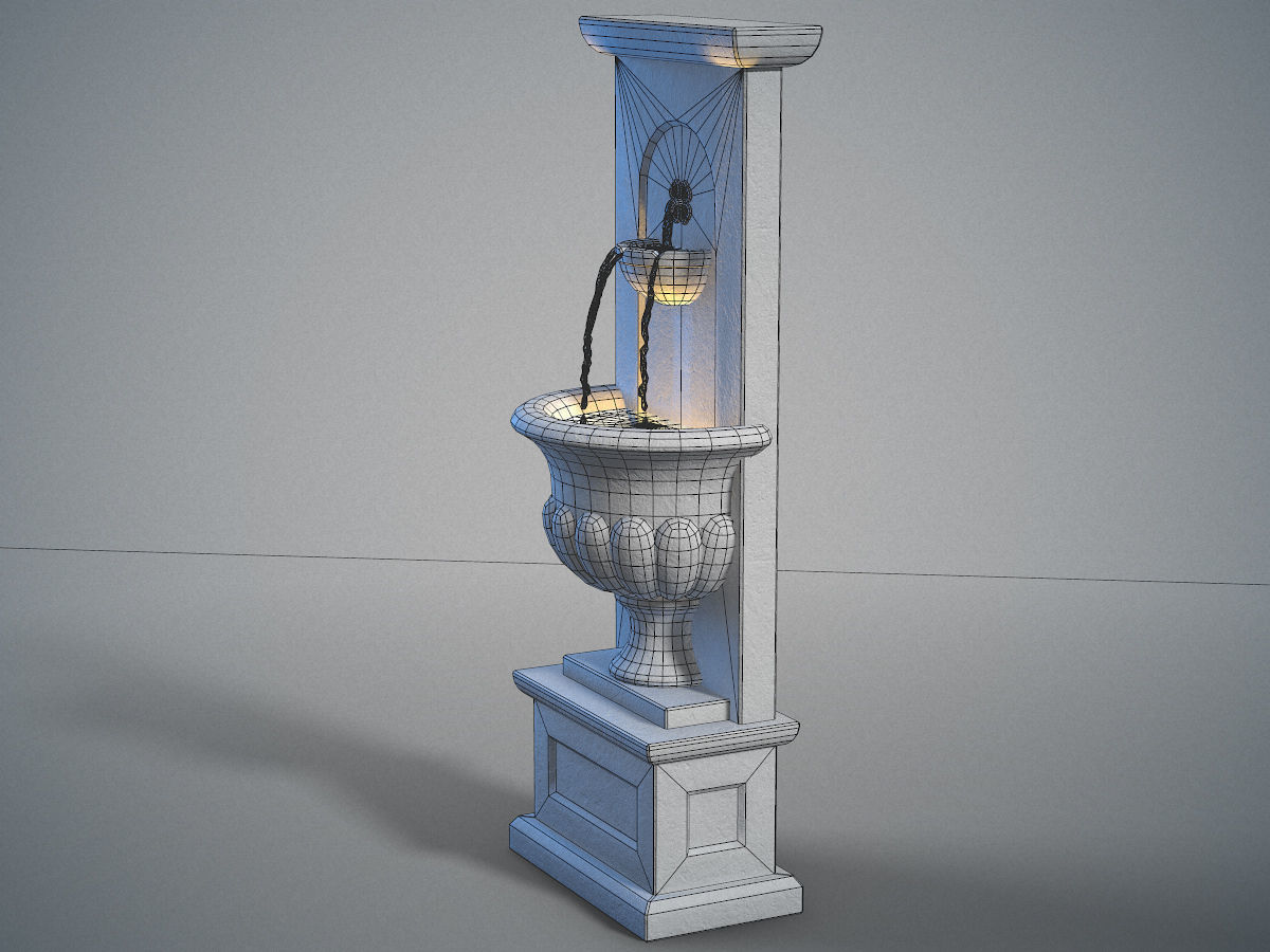 Urn wall fountain Low-poly 3D model_5