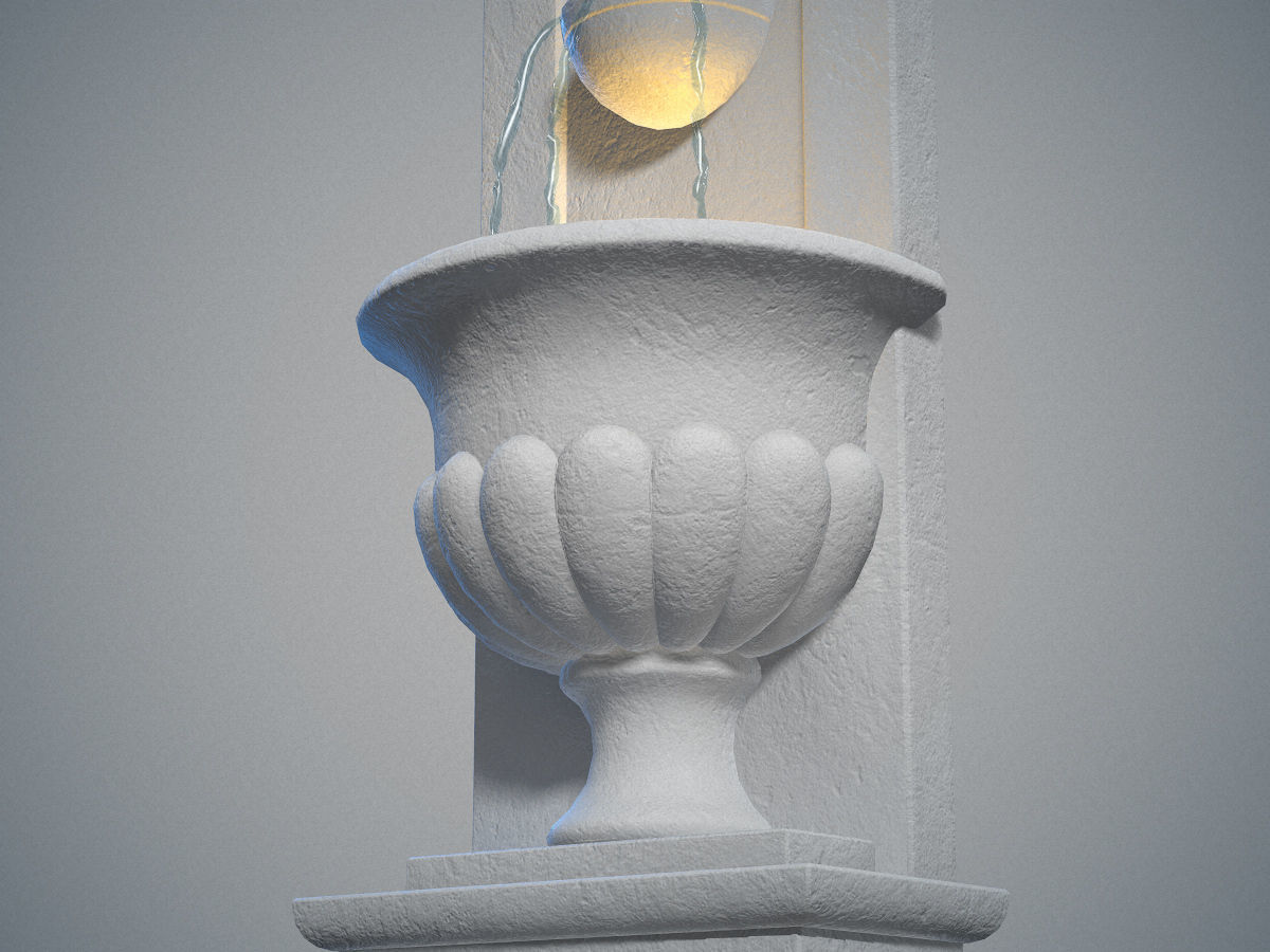 Urn wall fountain Low-poly 3D model_13