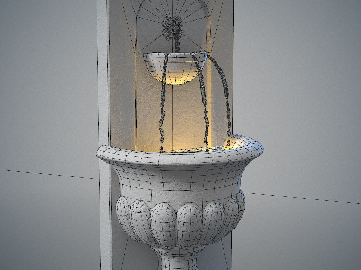 Urn wall fountain Low-poly 3D model_11