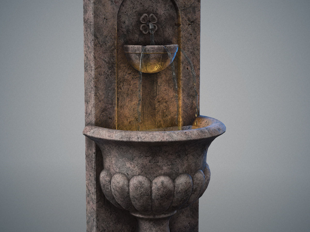 Urn wall fountain Low-poly 3D model_9
