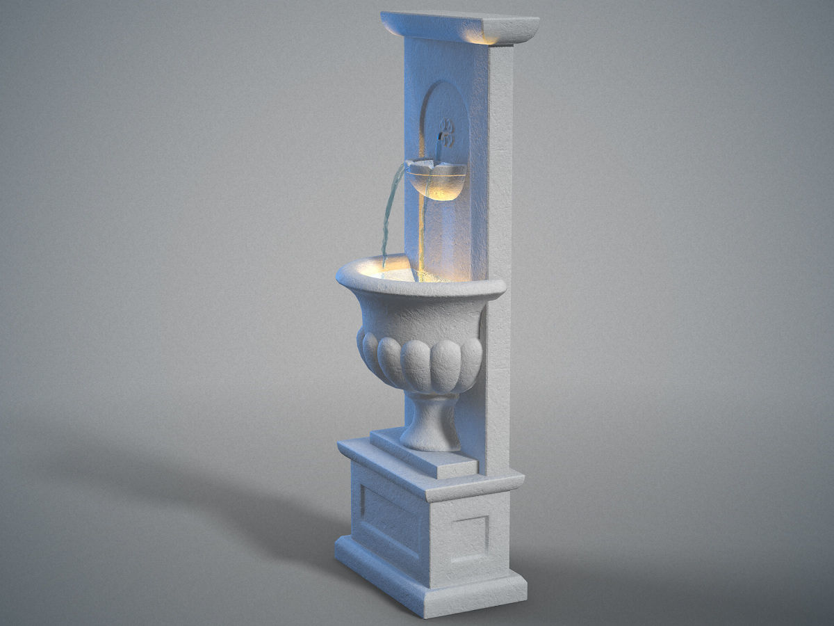 Urn wall fountain Low-poly 3D model_4