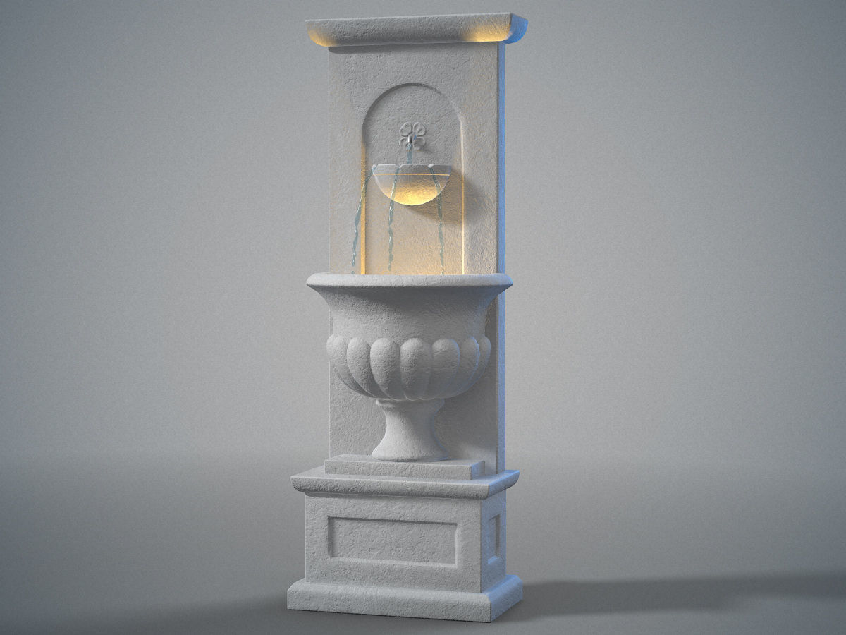 Urn wall fountain Low-poly 3D model_1
