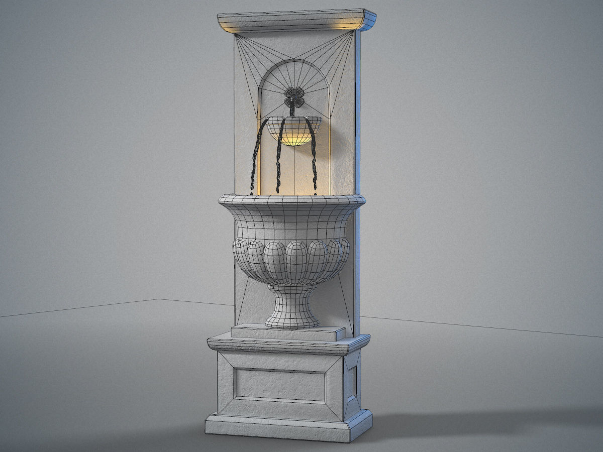 Urn wall fountain Low-poly 3D model_2