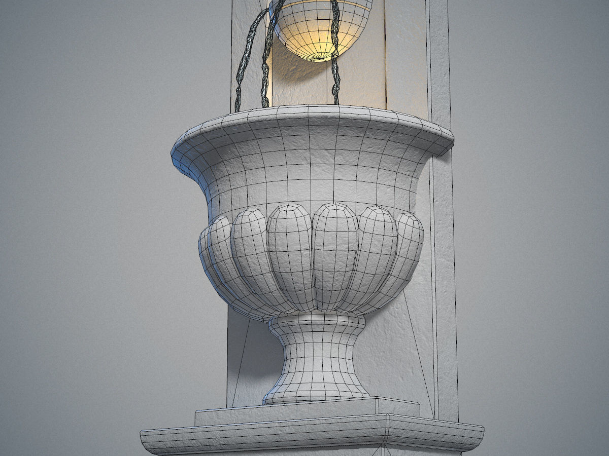 Urn wall fountain Low-poly 3D model_14