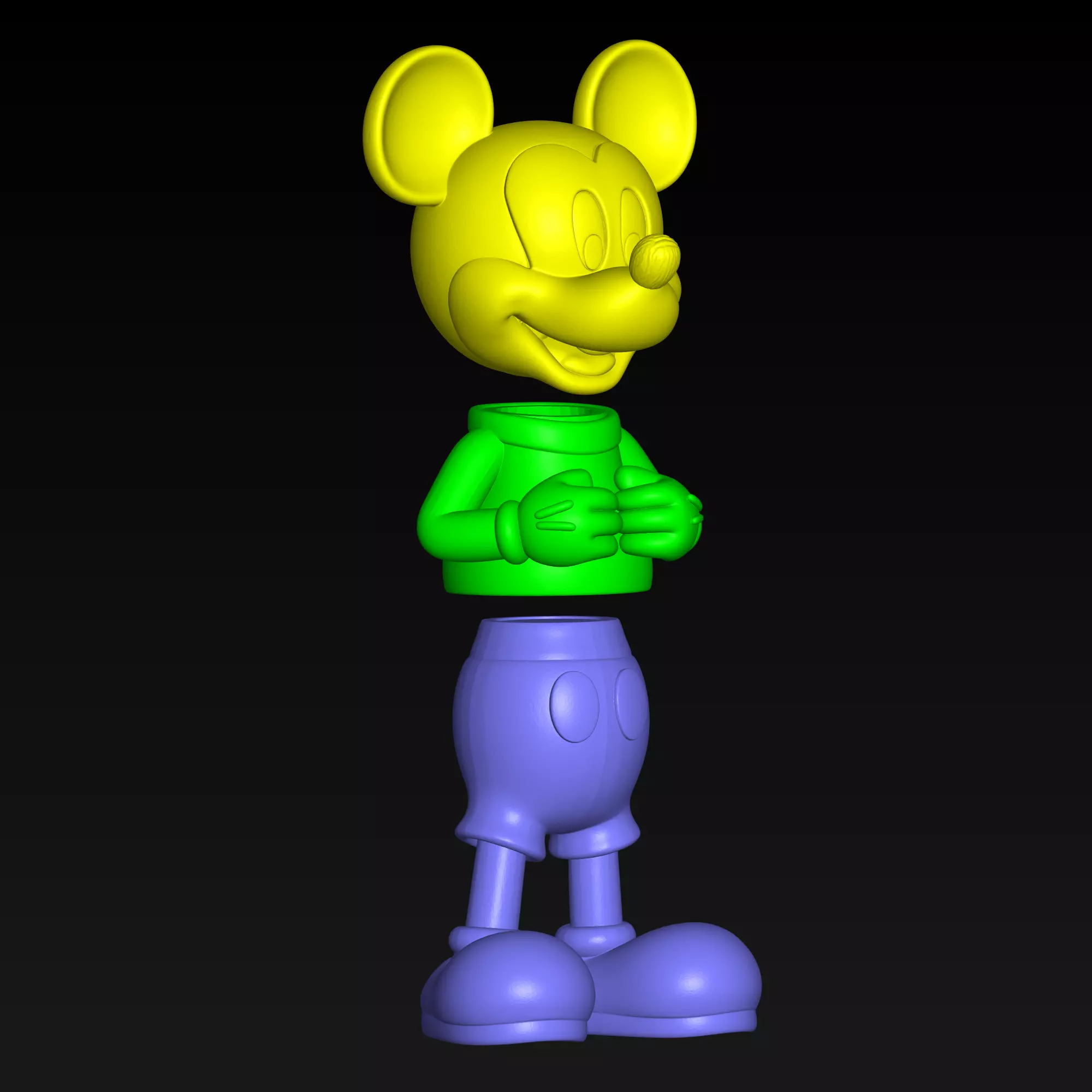 3 piece Mickey Mouse Model 3D print model
