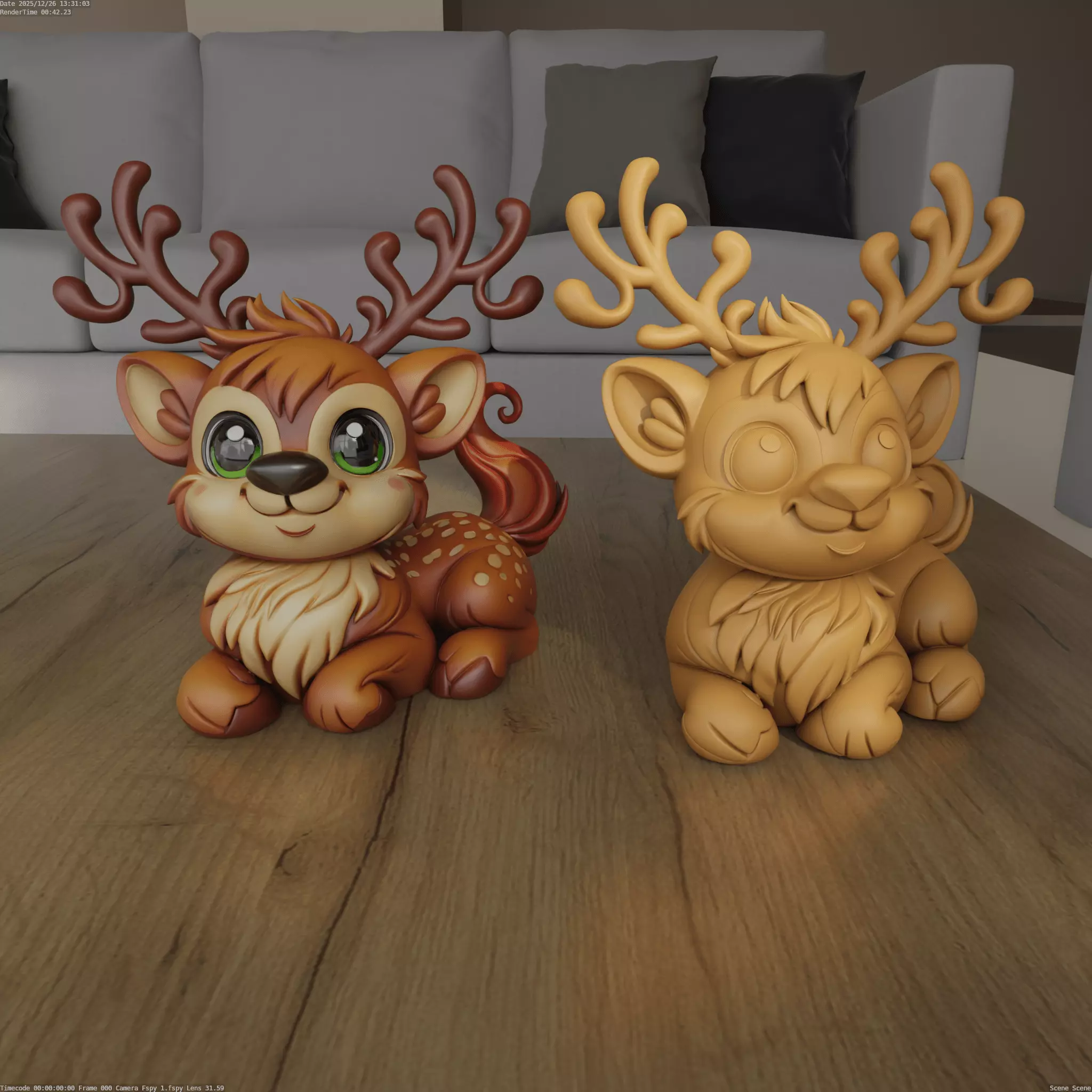 Cute Christmas Baby Reindeer Desk Companion STL 3D Print 3D print model