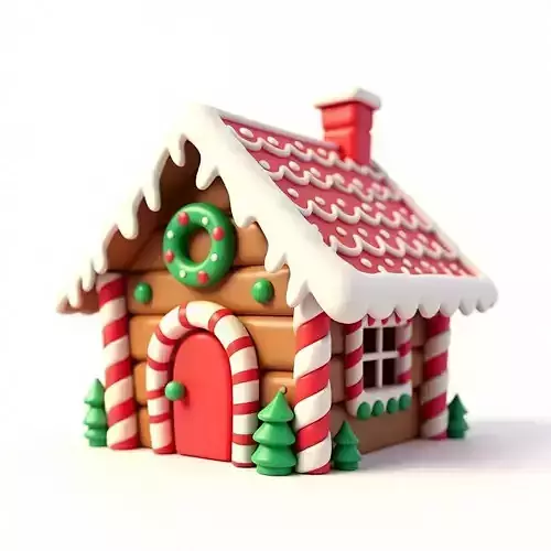 Cartoon Christmas Gingerbread House 3D Model