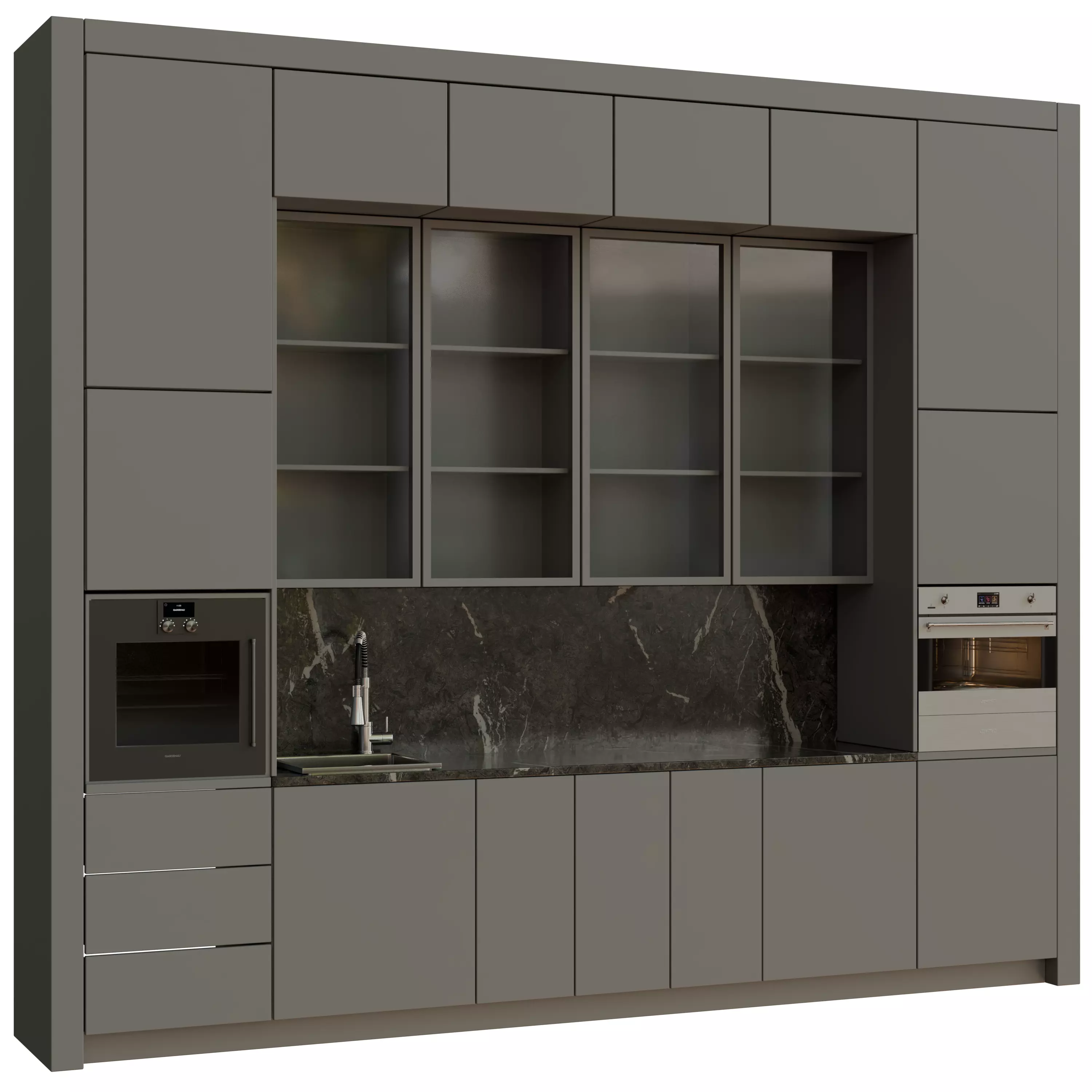 Modern Olive Gray Kitchen Set Free 3D model