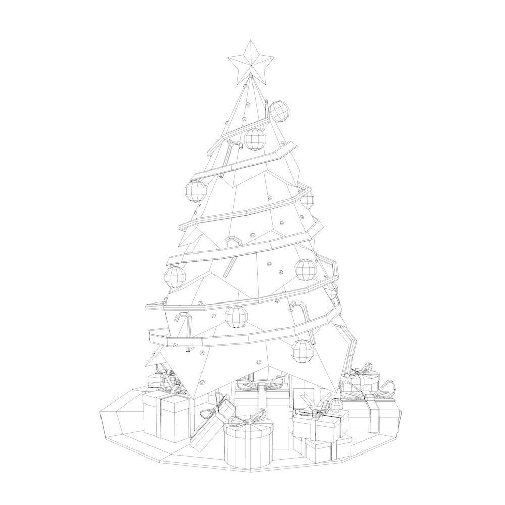Low Poly Christmas Tree Low-poly 3D model_1