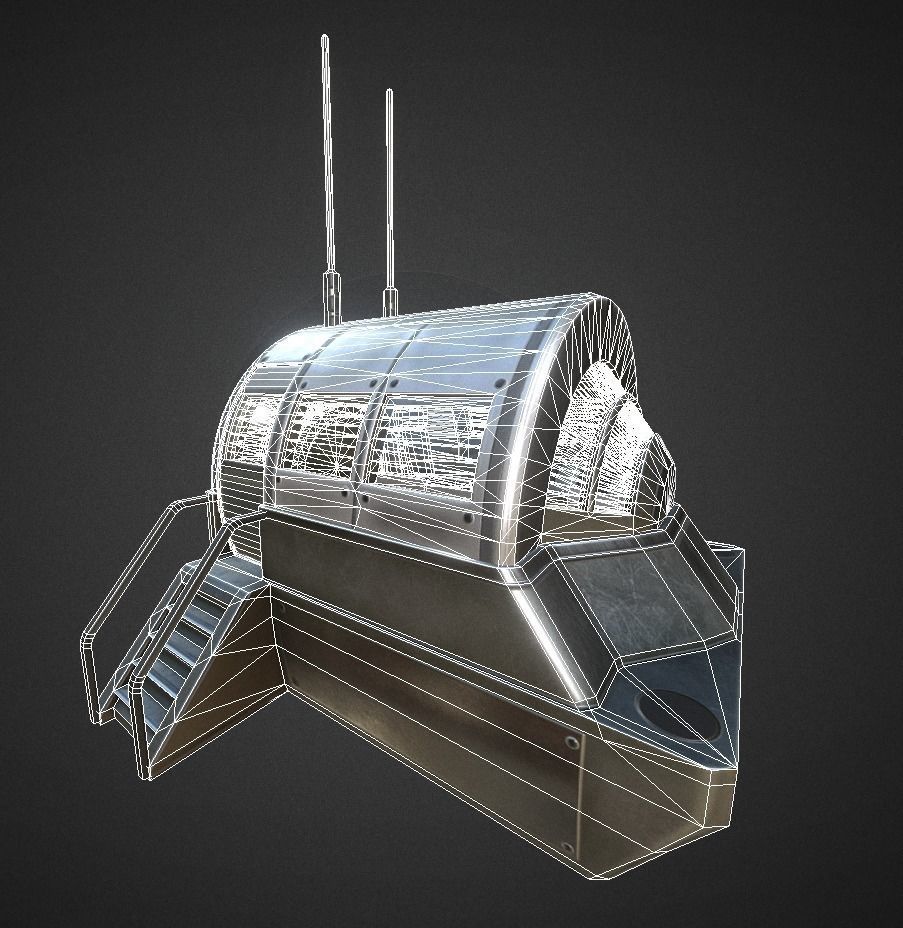 Futuristic Drivers Cap And Control Module Low-poly 3D model_12