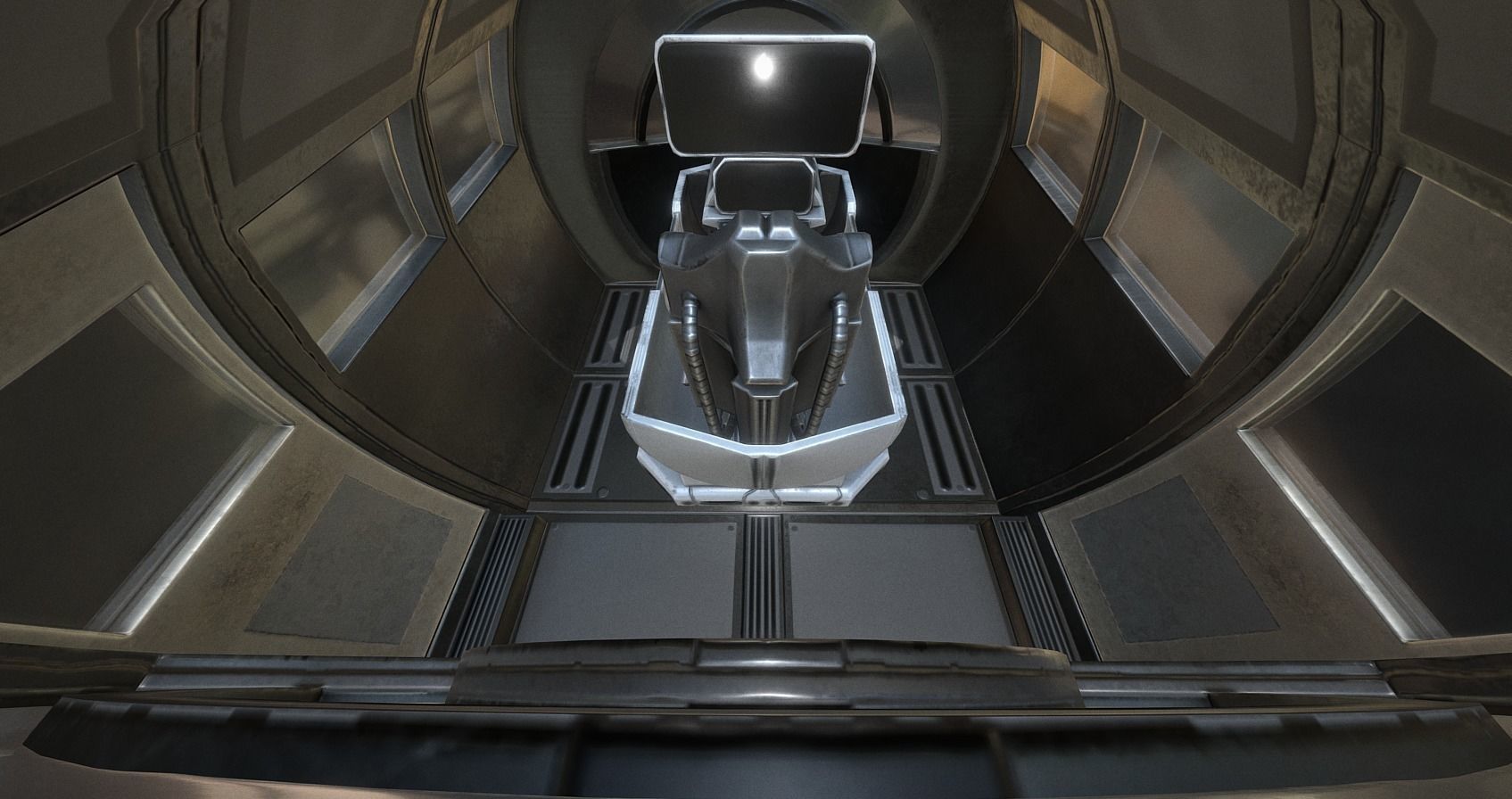 Futuristic Drivers Cap And Control Module Low-poly 3D model_6