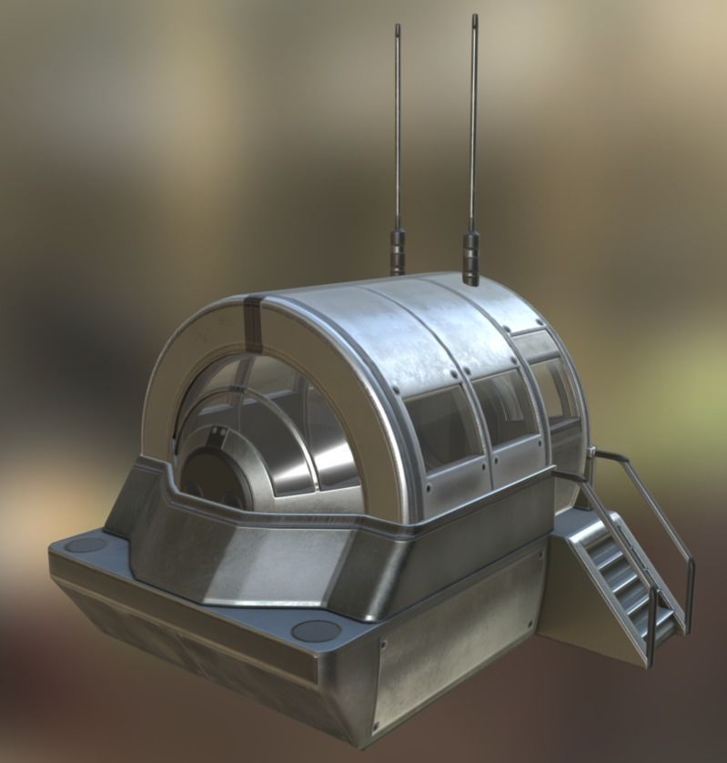 Futuristic Drivers Cap And Control Module Low-poly 3D model_24