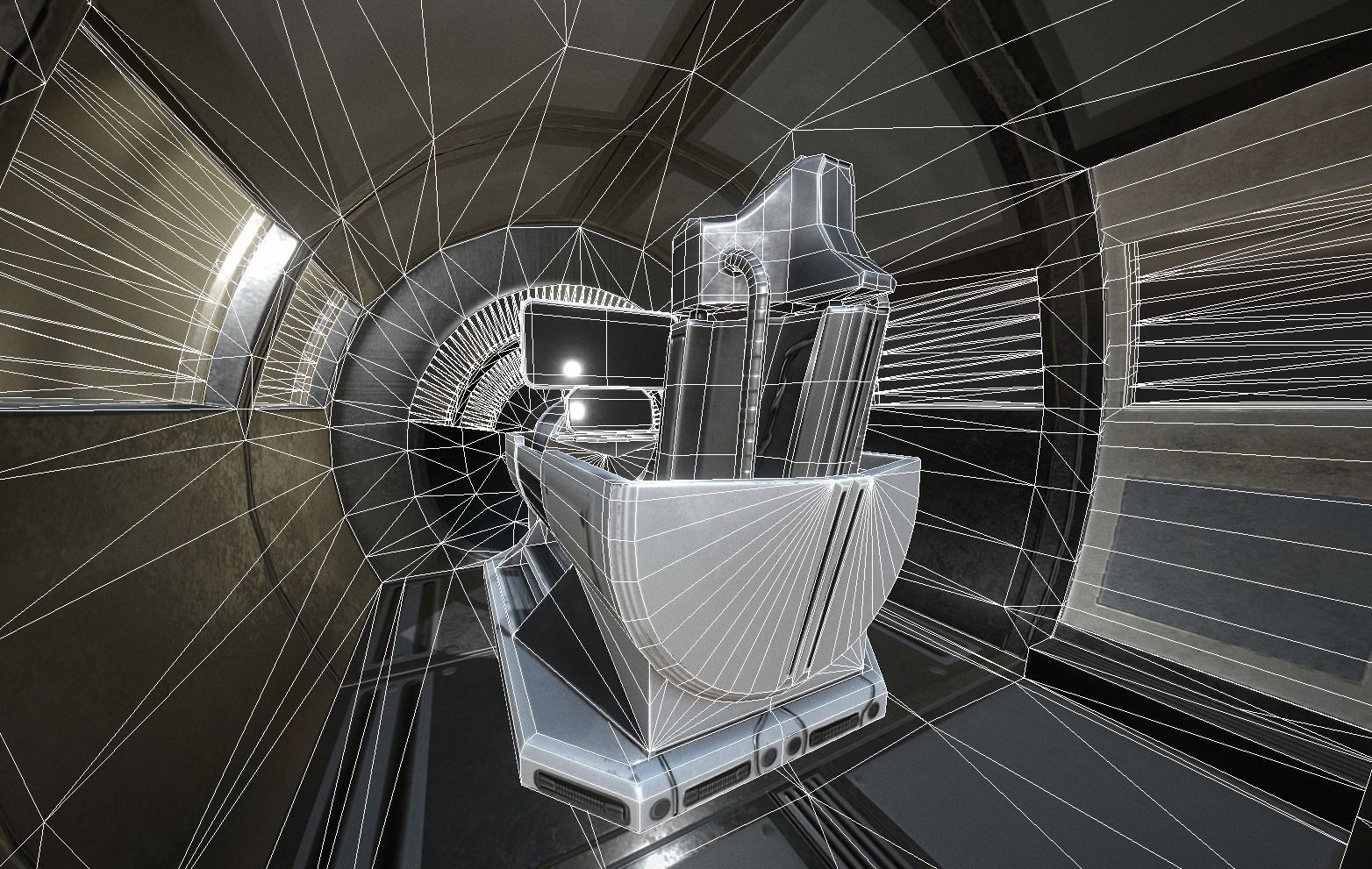 Futuristic Drivers Cap And Control Module Low-poly 3D model_8