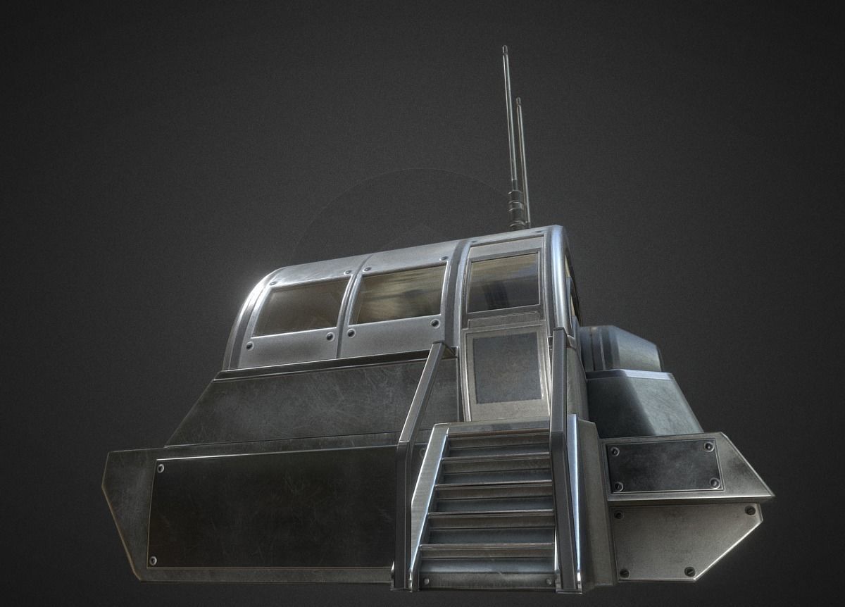 Futuristic Drivers Cap And Control Module Low-poly 3D model_10