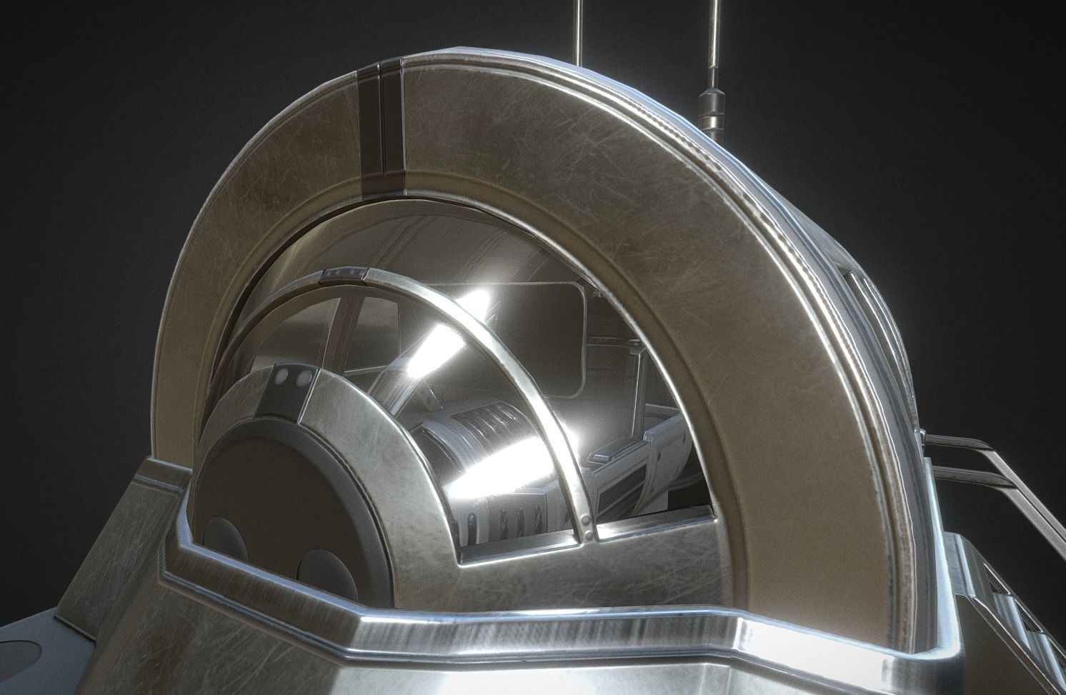 Futuristic Drivers Cap And Control Module Low-poly 3D model_5