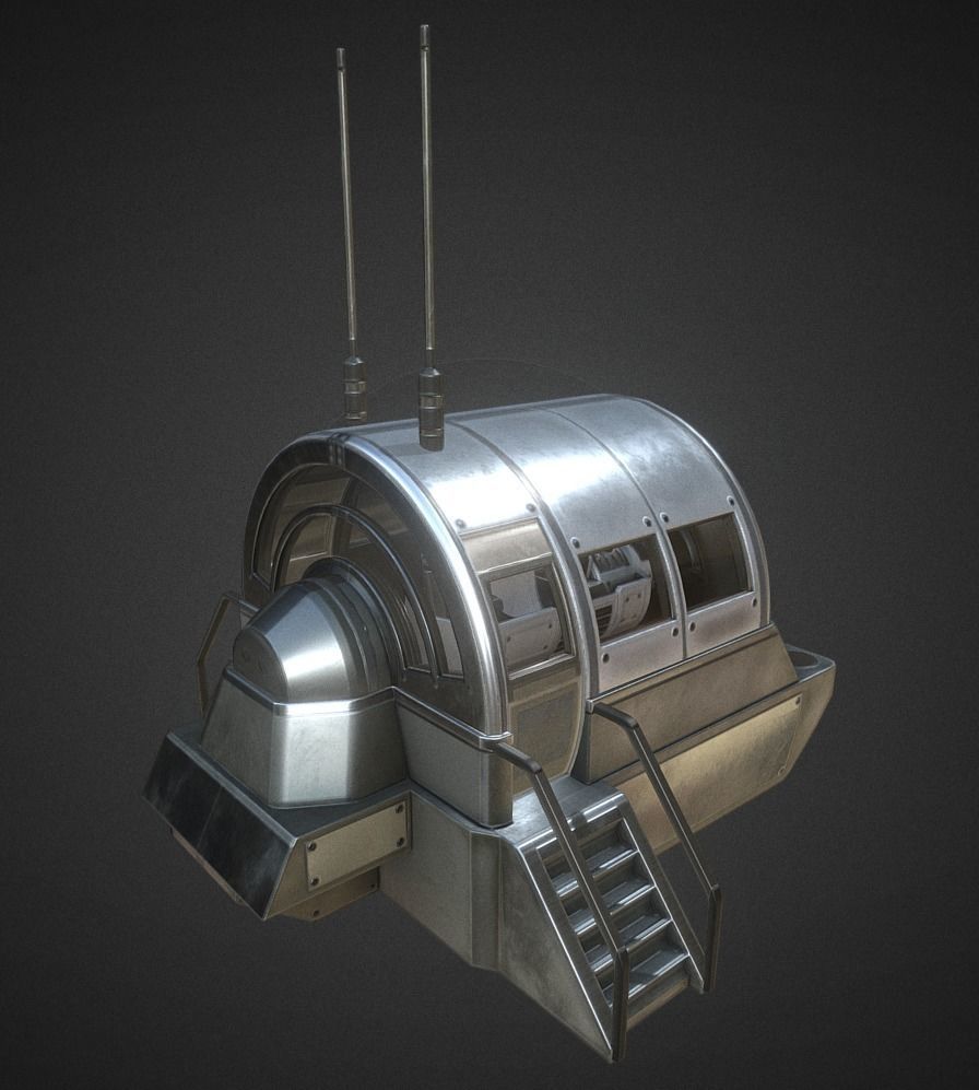 Futuristic Drivers Cap And Control Module Low-poly 3D model_7