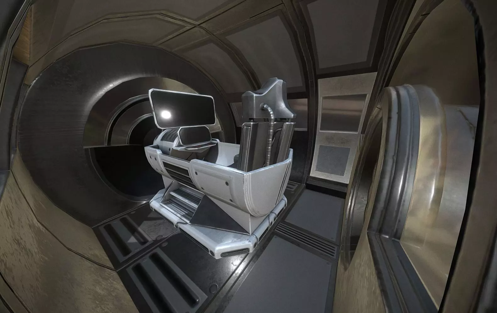 Futuristic Drivers Cap And Control Module Low-poly 3D model_0