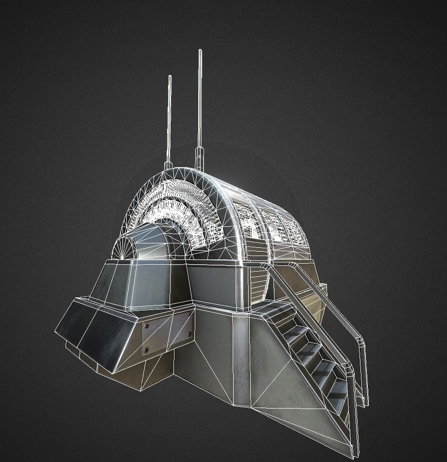 Futuristic Drivers Cap And Control Module Low-poly 3D model_4