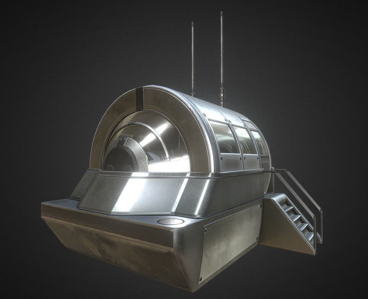 Futuristic Drivers Cap And Control Module Low-poly 3D model_3