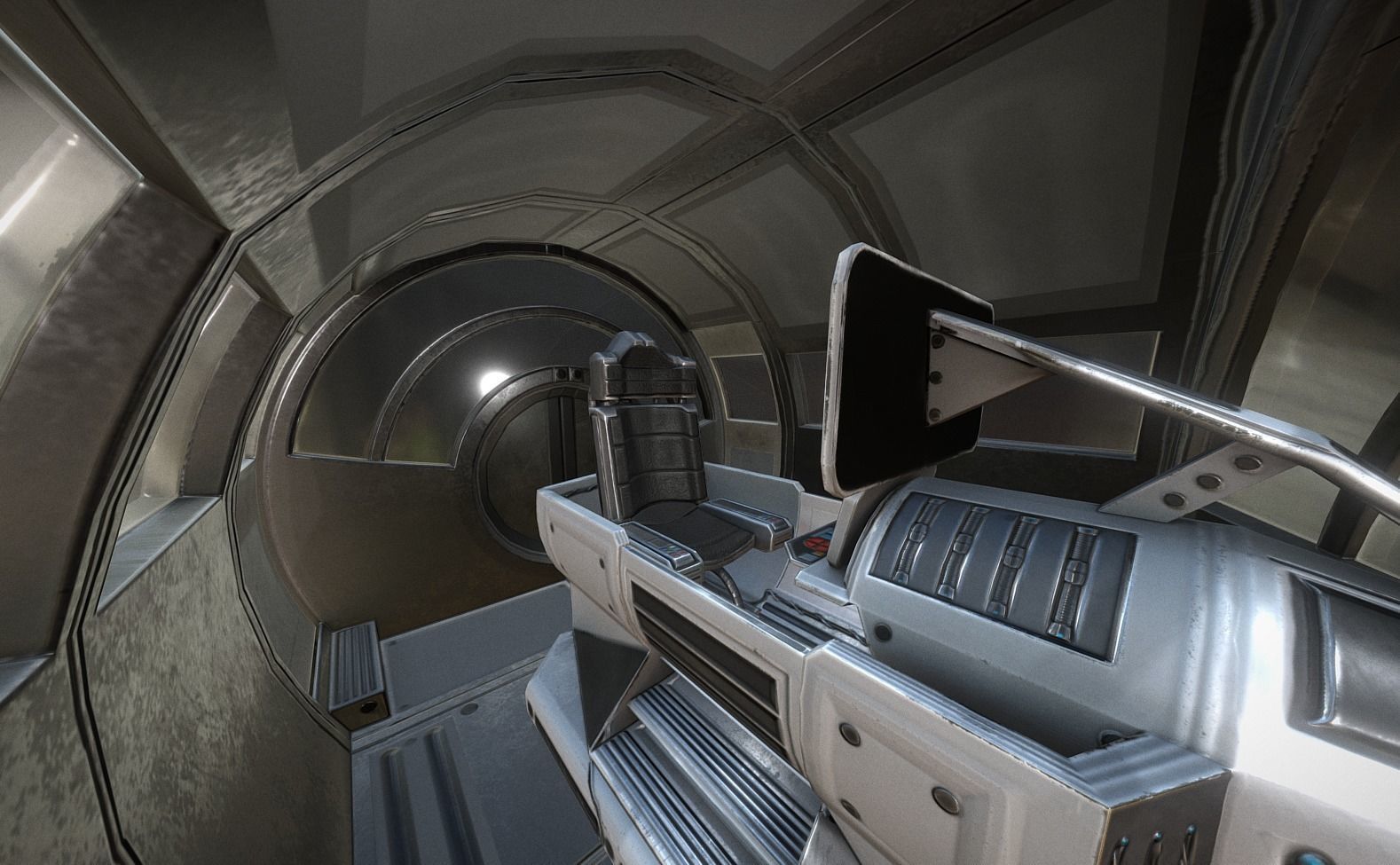 Futuristic Drivers Cap And Control Module Low-poly 3D model_14