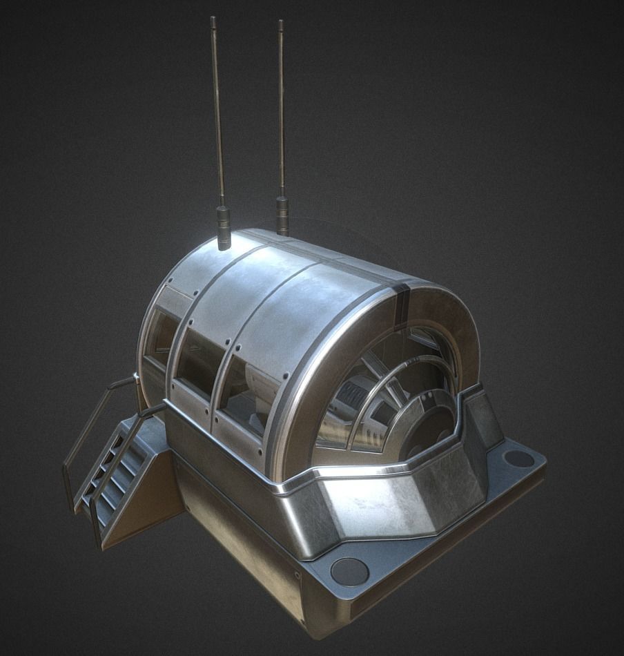 Futuristic Drivers Cap And Control Module Low-poly 3D model_9