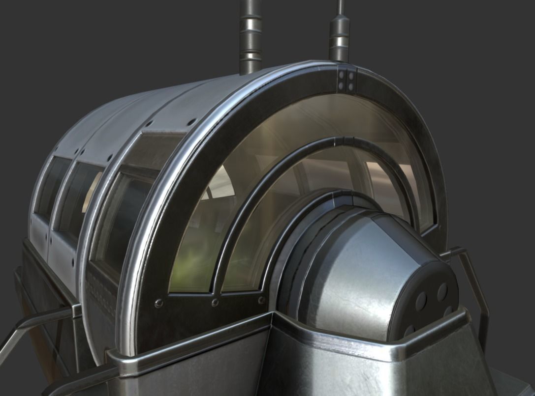 Futuristic Drivers Cap Module Basic Version Low-poly 3D model_0