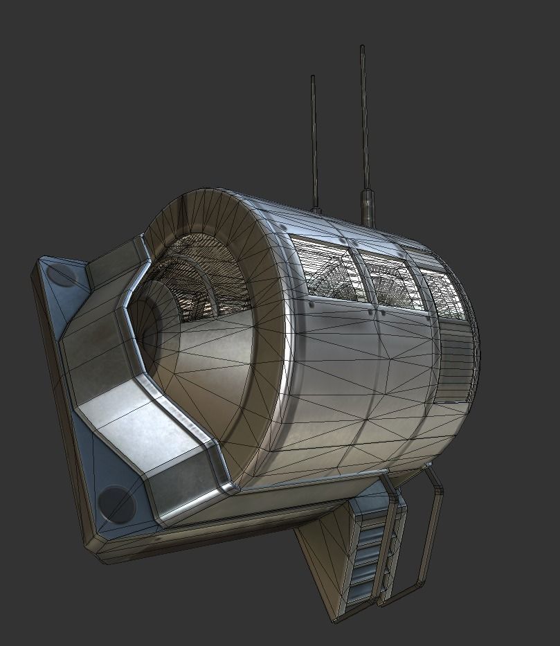 Futuristic Drivers Cap Module Basic Version Low-poly 3D model_9