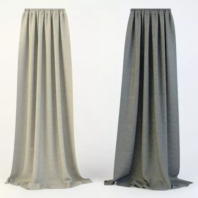 Curtains two skirts 3D model_0