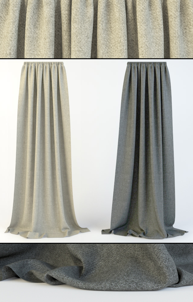 Curtains two skirts 3D model_3