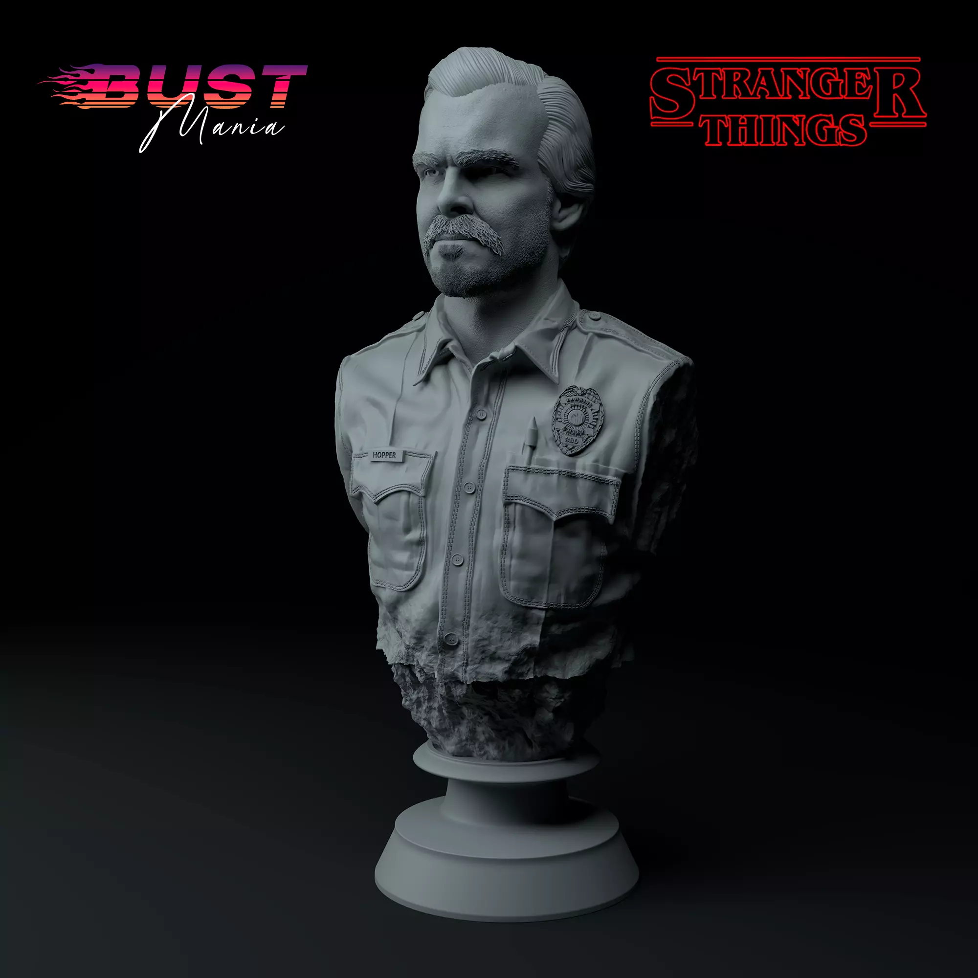 Jim Hopper Stranger Things Premium 3D Bust STL 3D model