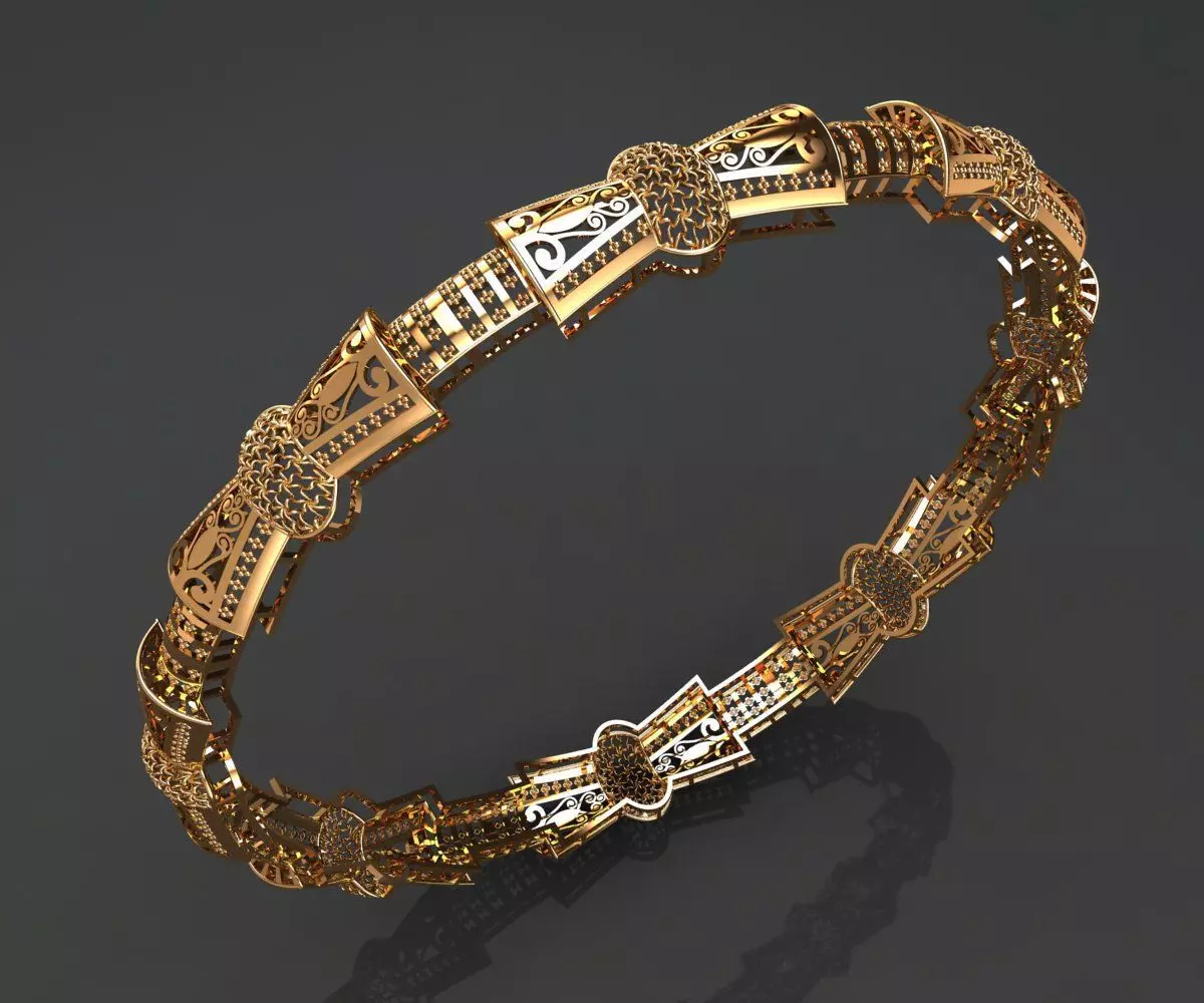 1389 Ornate Crown Link Bangle 7gm 3D print model