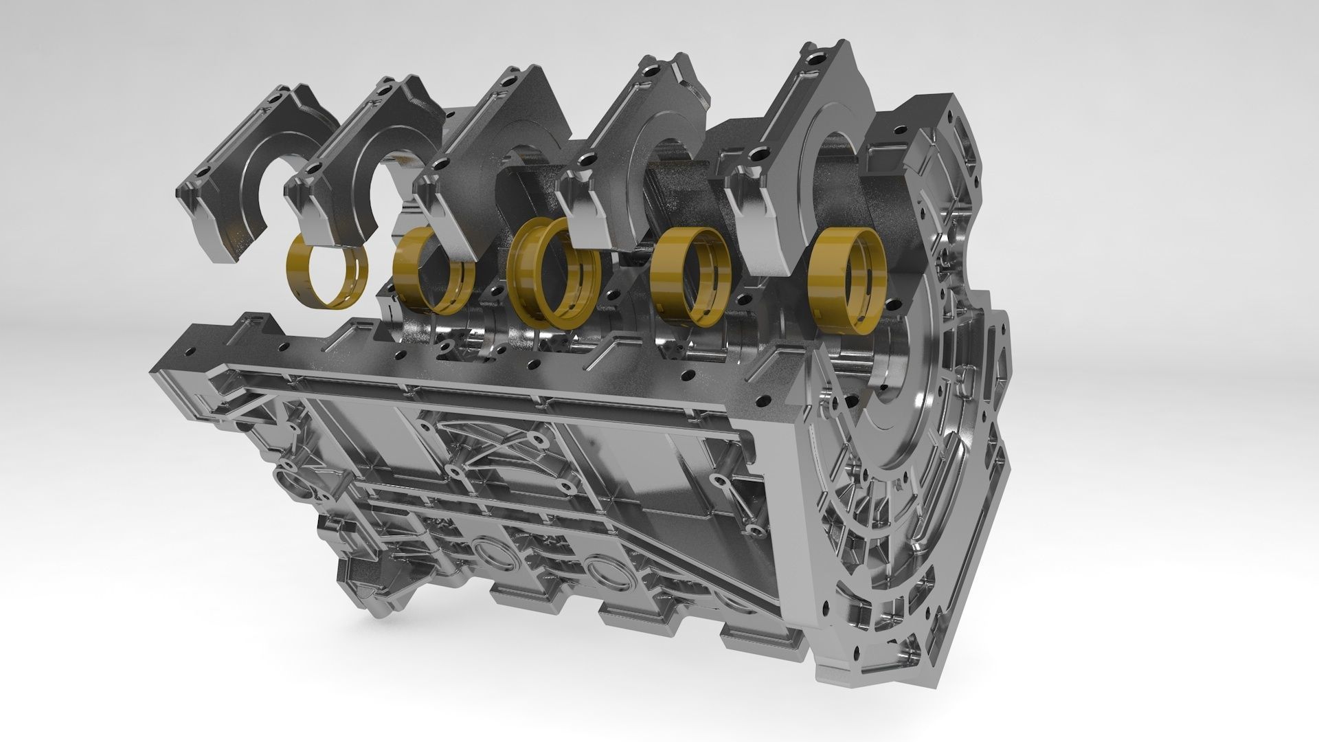 4 Cylinder engine block  3D model_6