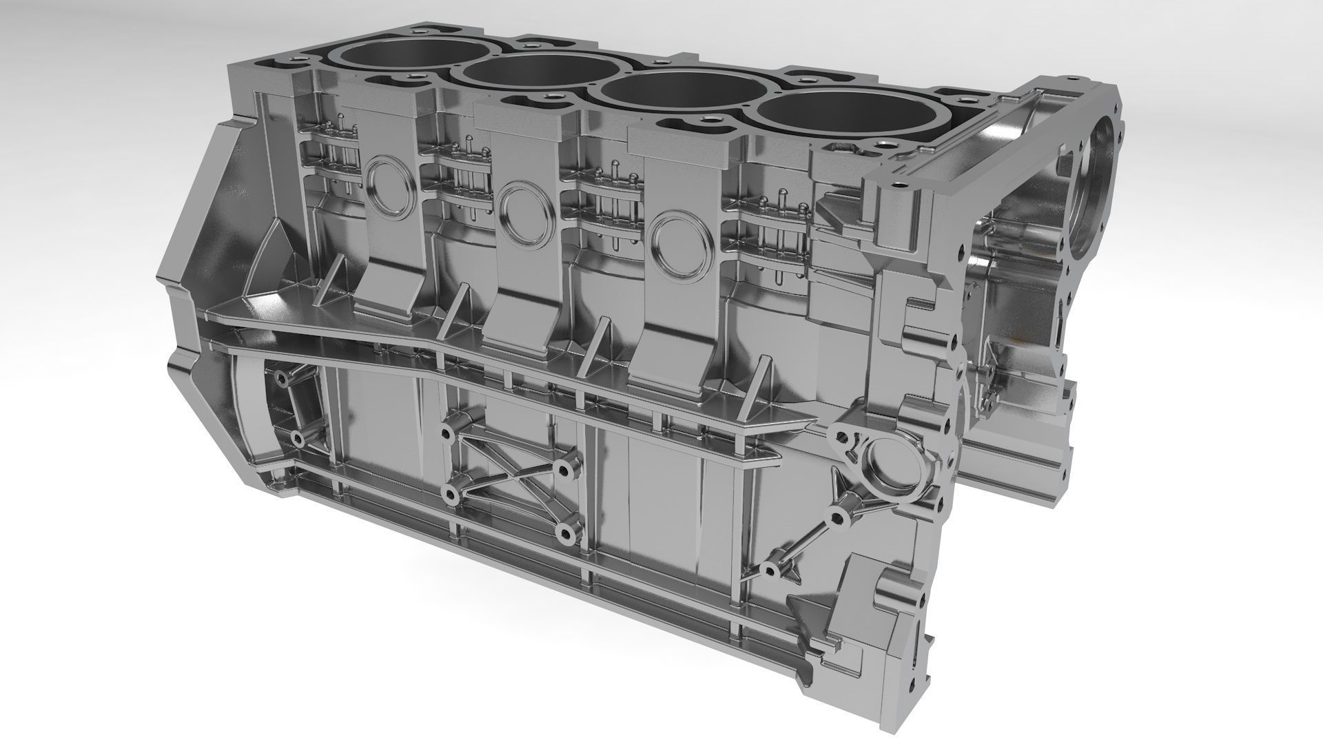 4 Cylinder engine block  3D model_2