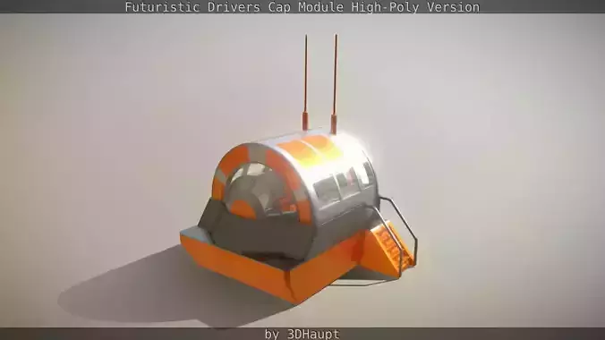 Futuristic Drivers Cap Module High-Poly 3D model